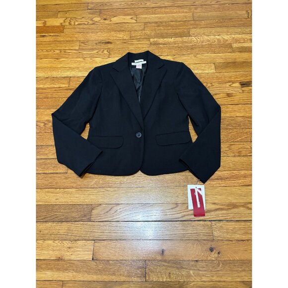 Nine & Co Womens Blazer Jacket Size 6p Petite Black 1 Button Career NWT $59 - Picture 1 of 5